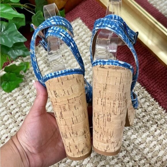 TABITHA SIMMONS Elena Crisscross Platform Wedge Sandals in Blue Size 39.5 / US 9 - Picture 9 of 14